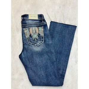 Miss Me Jeans Womens Bootcut Embellished Pocket Blue Denim‎ Size 26